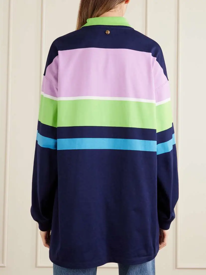 Versace Embroidered Striped Cotton-jersey Sweater | Thumbnail 4 Versace Embroidered Striped Cotton-jersey Sweater | Thumbnail 4