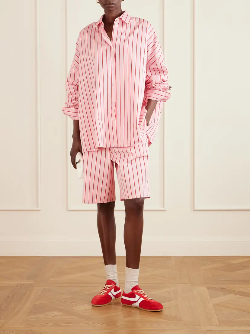 Dries Van Noten Pomy Bis Striped Cotton Shorts | Thumbnail 2