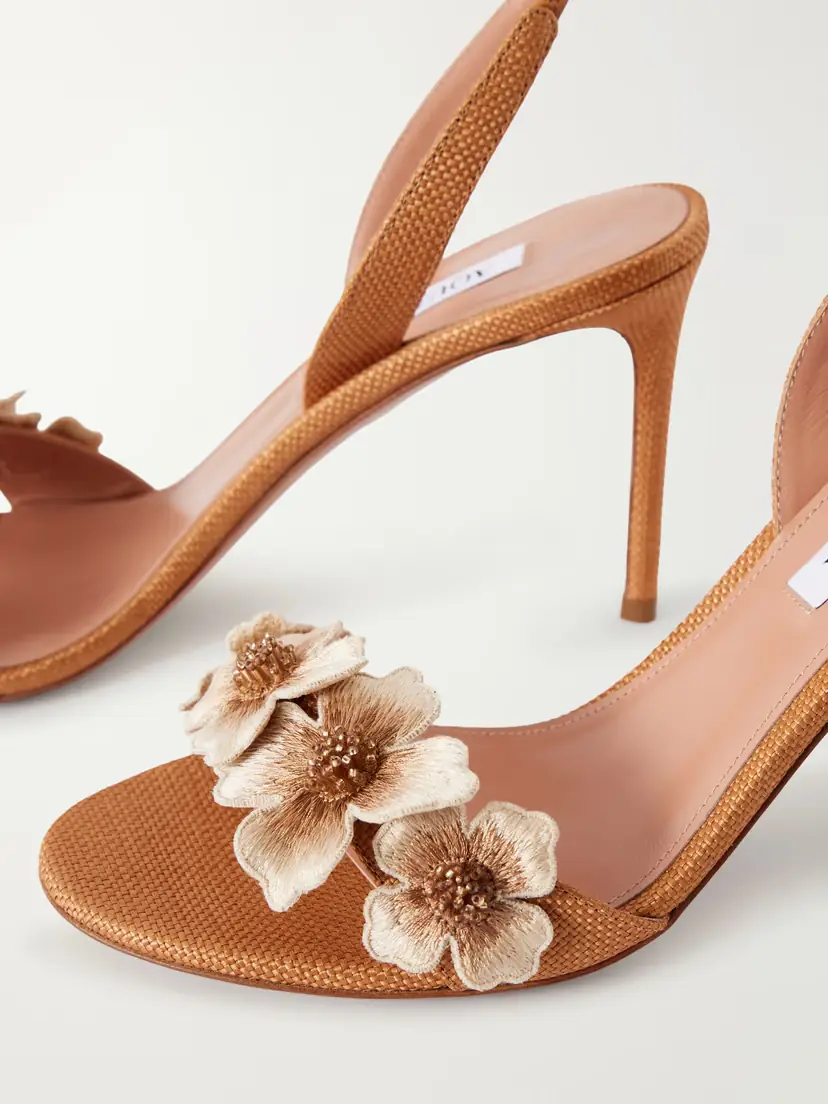 Aquazzura Passionflower 85 Embellished Raffia Slingback Sandals | Thumbnail 5 Aquazzura Passionflower 85 Embellished Raffia Slingback Sandals | Thumbnail 5