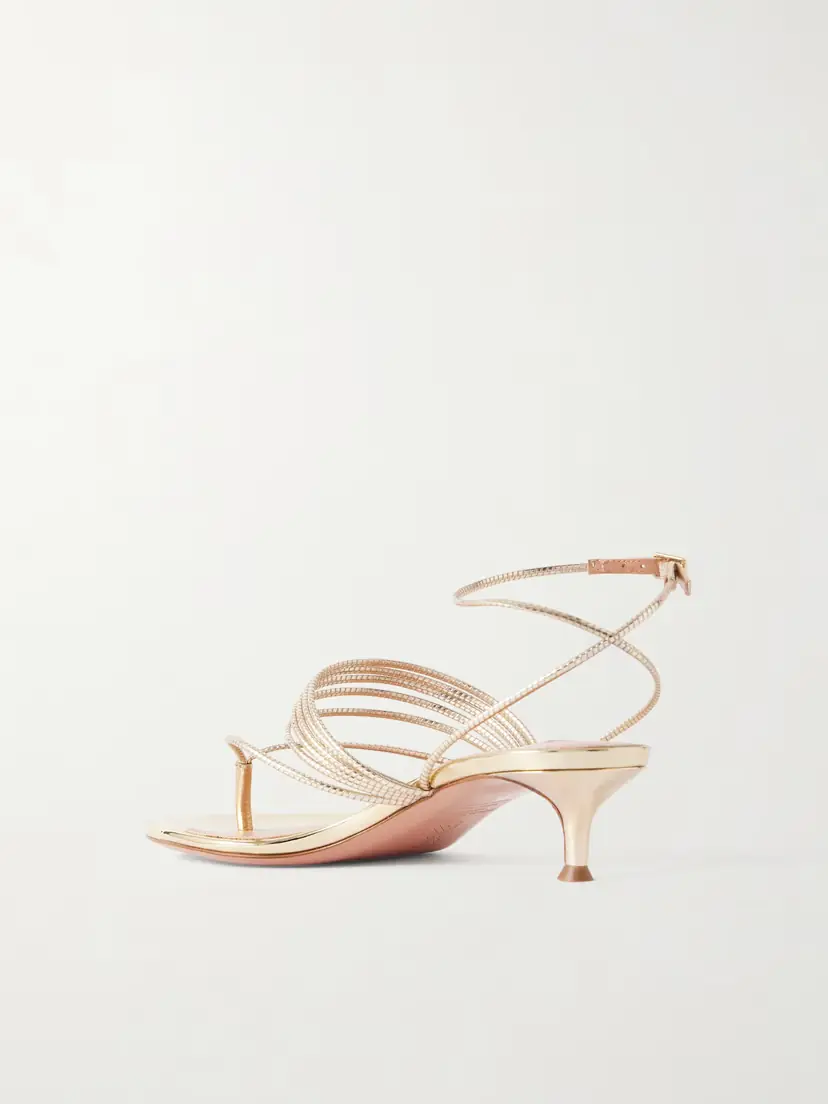 Aquazzura Solare 30 Metallic Leather Sandals | Thumbnail 3 Aquazzura Solare 30 Metallic Leather Sandals | Thumbnail 3