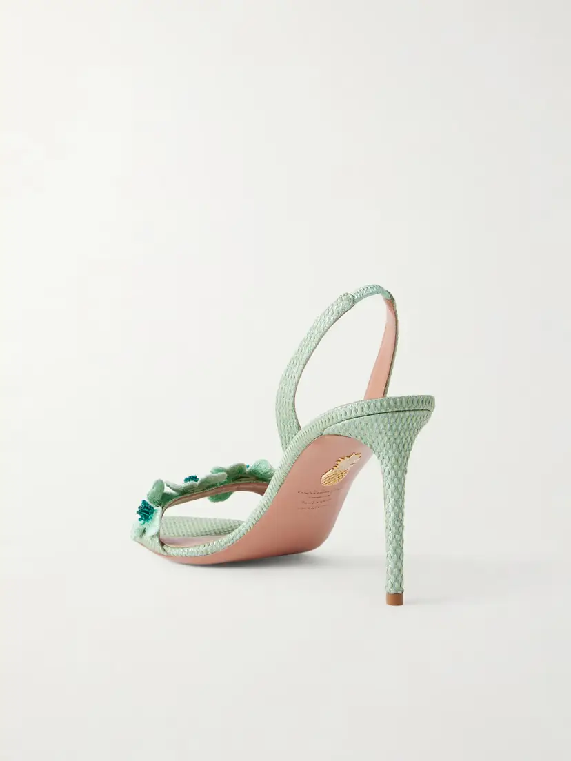 Aquazzura Passionflower 85 Embellished Raffia Slingback Sandals | Thumbnail 3