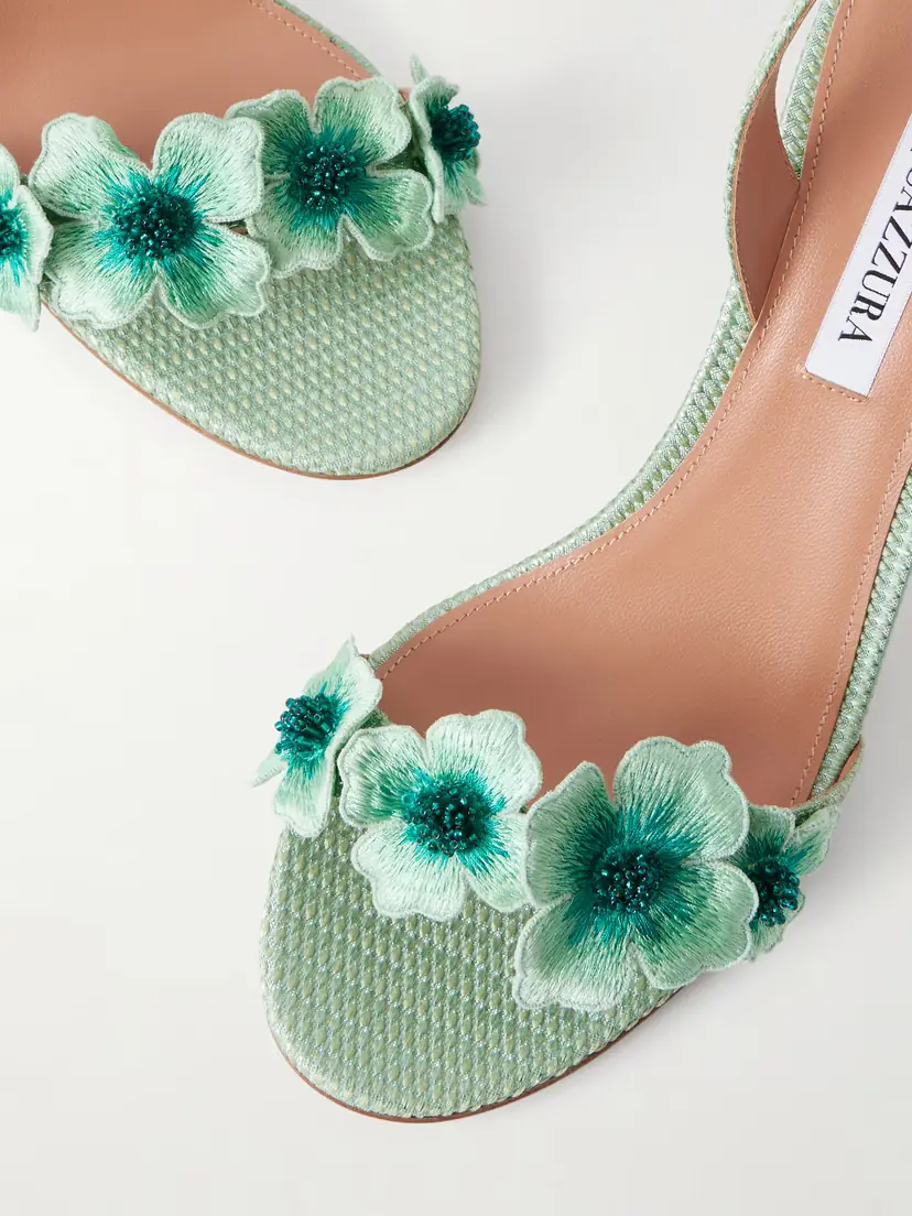 Aquazzura Passionflower 85 Embellished Raffia Slingback Sandals | Thumbnail 5