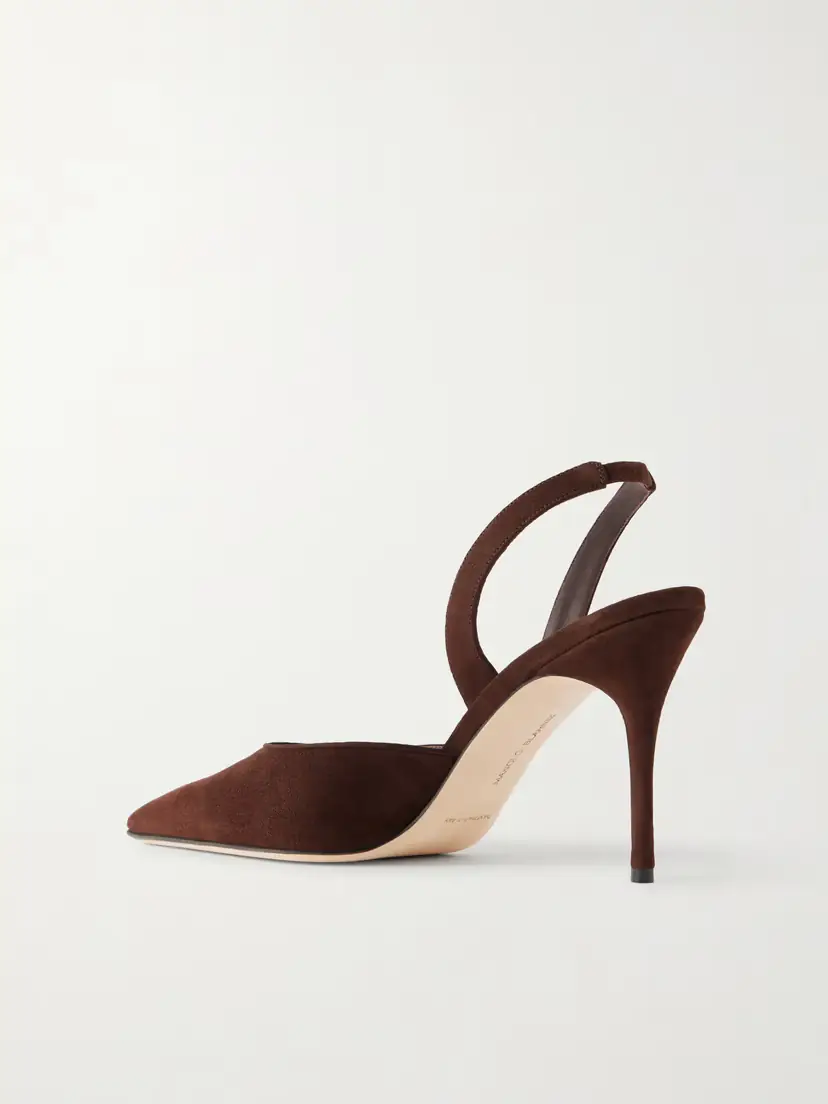 Manolo Blahnik Borelapla 90 Suede Slingback Pumps | Thumbnail 3