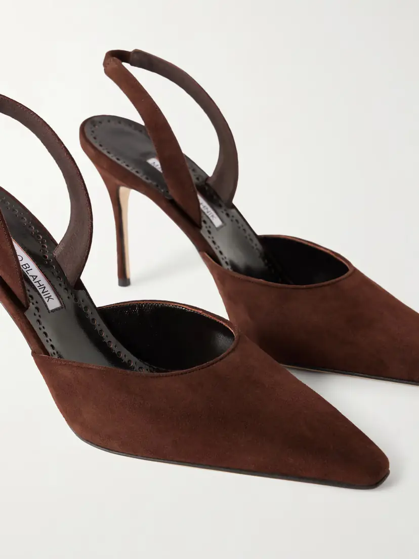 Manolo Blahnik Borelapla 90 Suede Slingback Pumps | Thumbnail 5