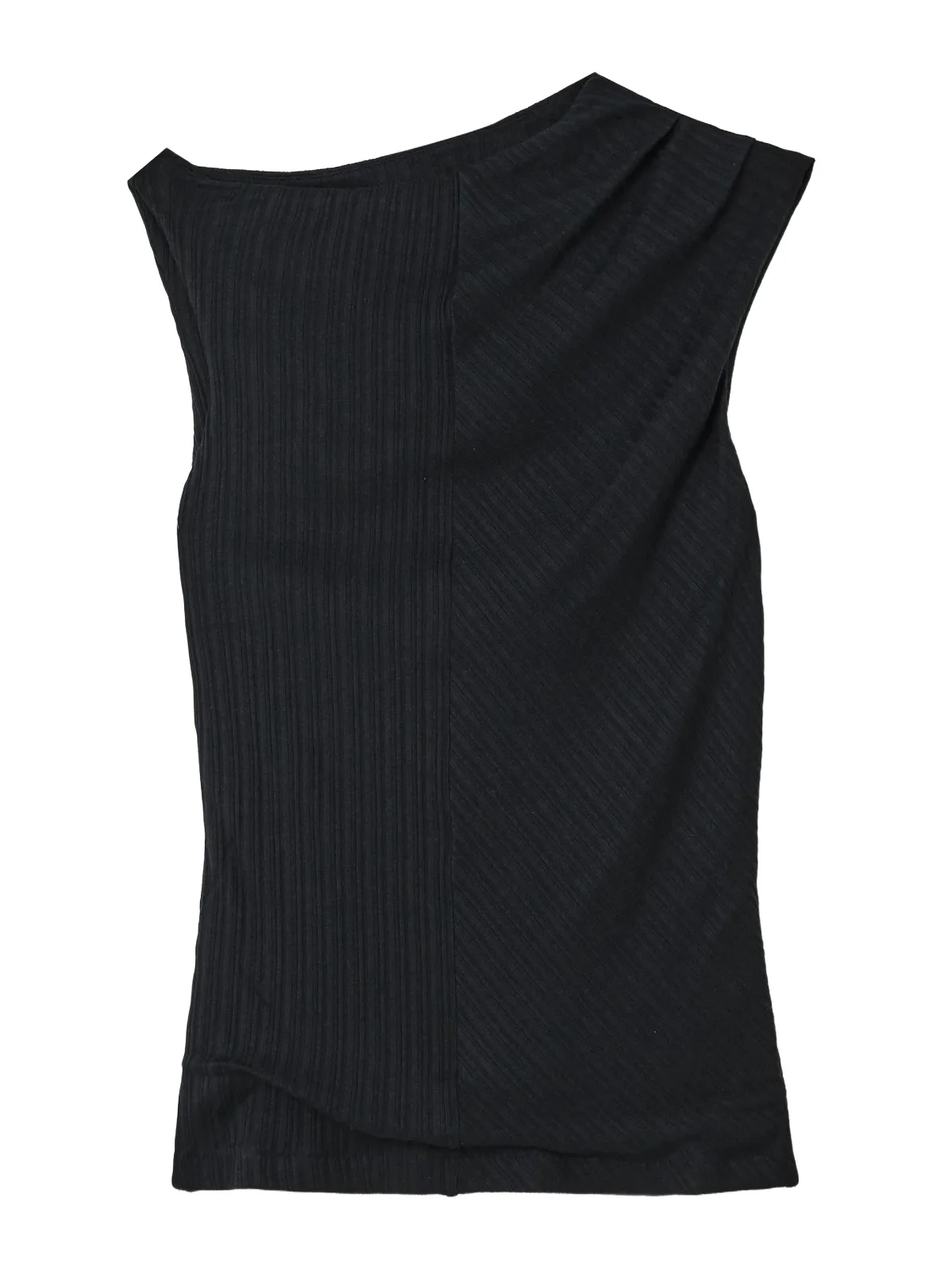 RÙADH Toga Draped Ribbed Organic Cotton And Modal-blend Top - Black