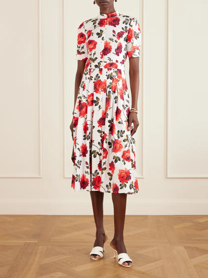Carolina Herrera Floral-print Cotton-blend Poplin Midi Dress | Thumbnail 2 Carolina Herrera Floral-print Cotton-blend Poplin Midi Dress | Thumbnail 2