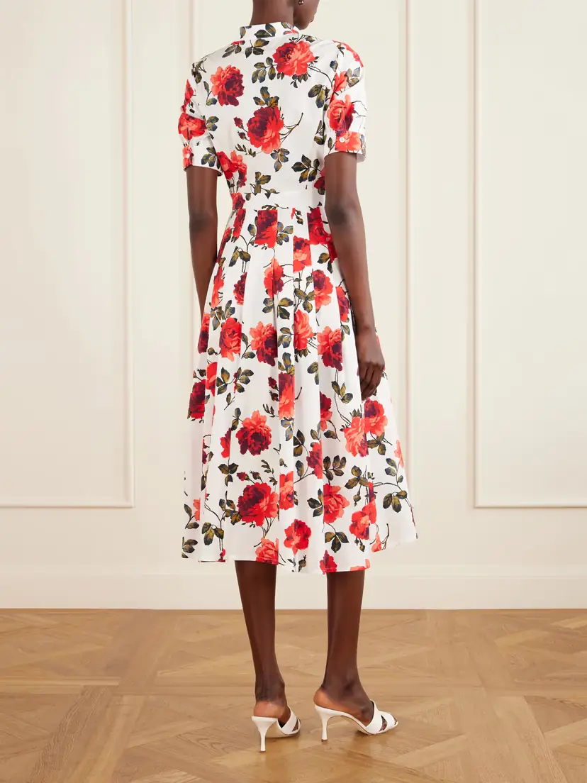 Carolina Herrera Floral-print Cotton-blend Poplin Midi Dress | Thumbnail 3 Carolina Herrera Floral-print Cotton-blend Poplin Midi Dress | Thumbnail 3