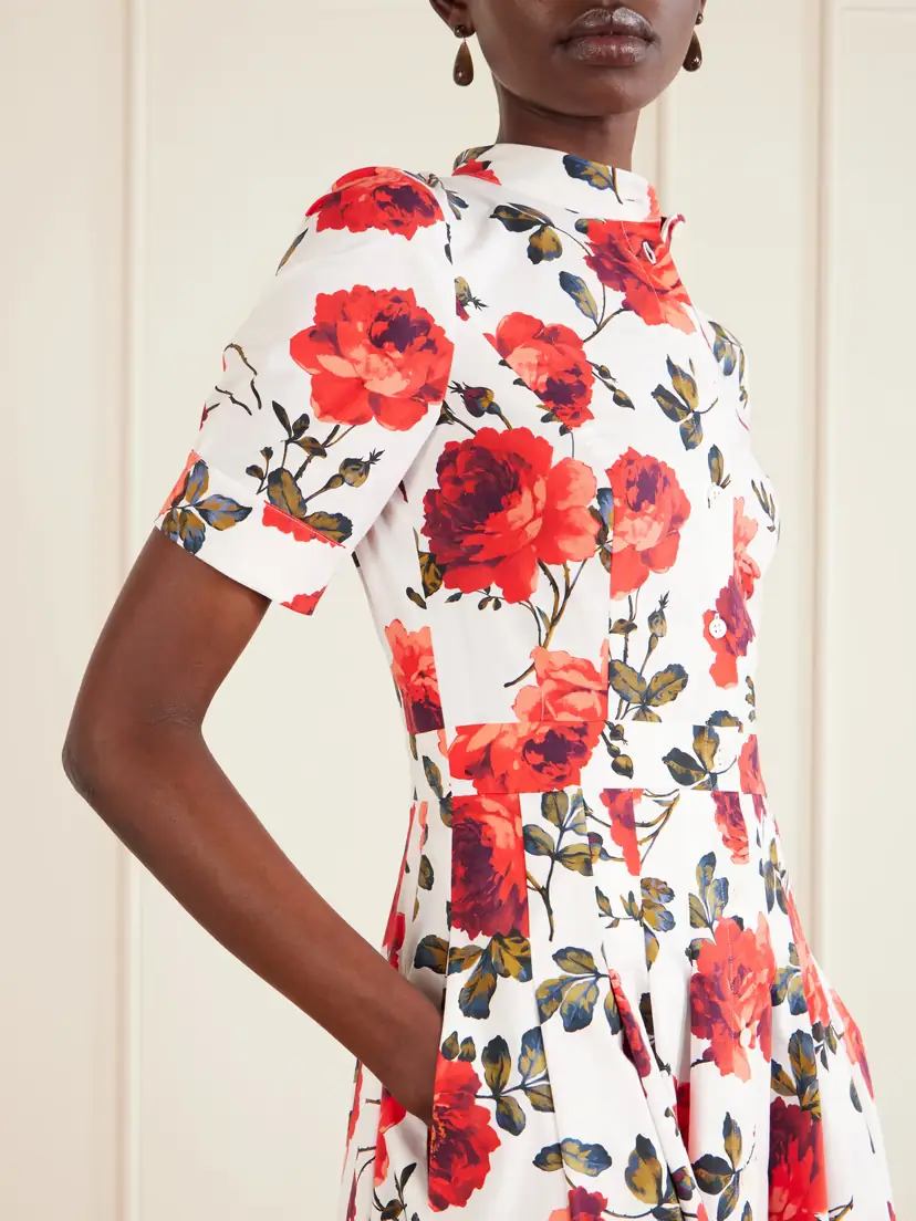 Carolina Herrera Floral-print Cotton-blend Poplin Midi Dress | Thumbnail 4 Carolina Herrera Floral-print Cotton-blend Poplin Midi Dress | Thumbnail 4