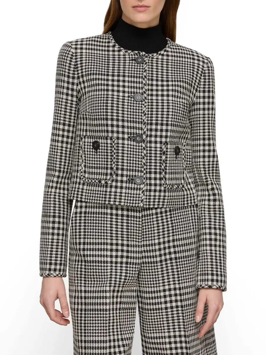 LAFAYETTE 148 Grid Plaid Corded Cotton Patch Pocket Cropped Jacket | Thumbnail 3 LAFAYETTE 148 Grid Plaid Corded Cotton Patch Pocket Cropped Jacket | Thumbnail 3
