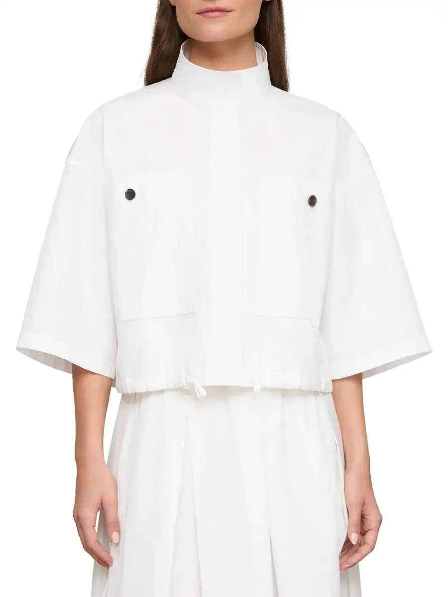 LAFAYETTE 148 Short-Sleeve Oversized Cotton Shirt Jacket | Thumbnail 3