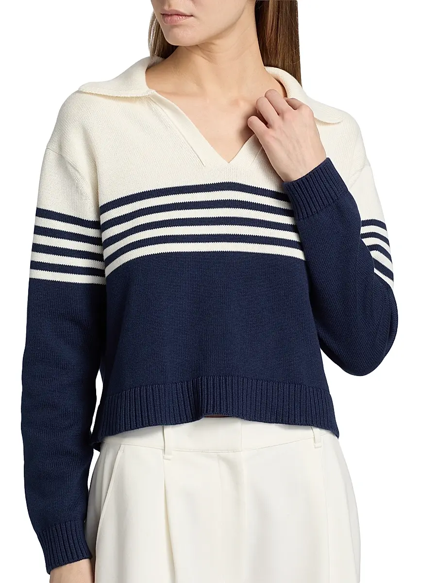 Simkhai Women's Jules Striped Cotton Polo Shirt | Thumbnail 6 Simkhai Women's Jules Striped Cotton Polo Shirt | Thumbnail 6