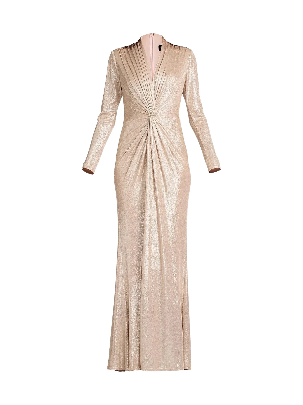 Women's Metallic Jersey Long-Sleeve Gown Women's Metallic Jersey Long-Sleeve Gown