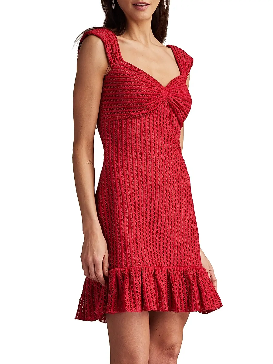 Tadashi Shoji Women's Crocheted Sweetheart Minidress | Thumbnail 3
