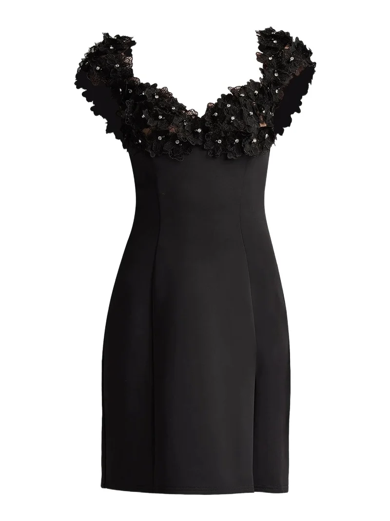 Women's Floral-Appliquéd Minidress Women's Floral-Appliquéd Minidress