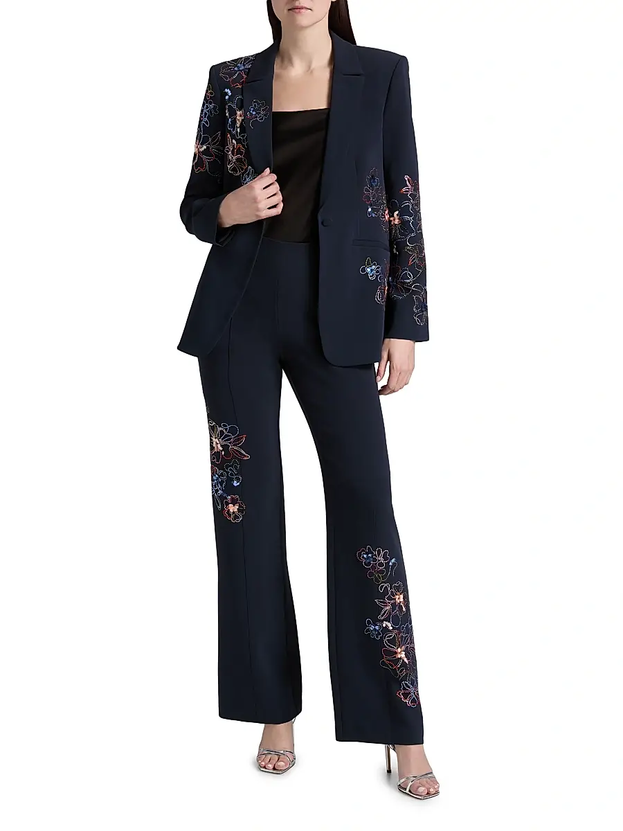 Cinq à Sept Women's Blooming Linework Karlie Single-Breasted Blazer | Thumbnail 2 Cinq à Sept Women's Blooming Linework Karlie Single-Breasted Blazer | Thumbnail 2