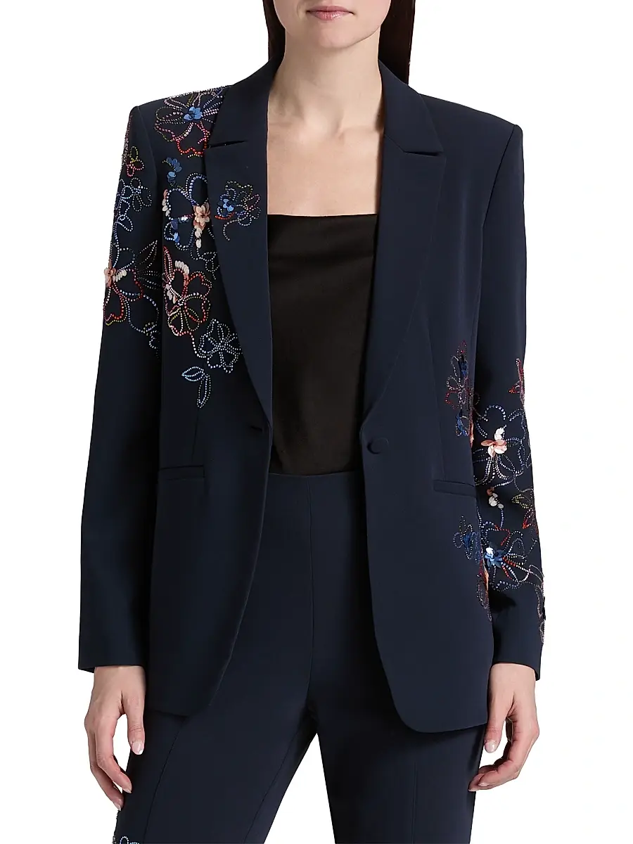 Cinq à Sept Women's Blooming Linework Karlie Single-Breasted Blazer | Thumbnail 3 Cinq à Sept Women's Blooming Linework Karlie Single-Breasted Blazer | Thumbnail 3