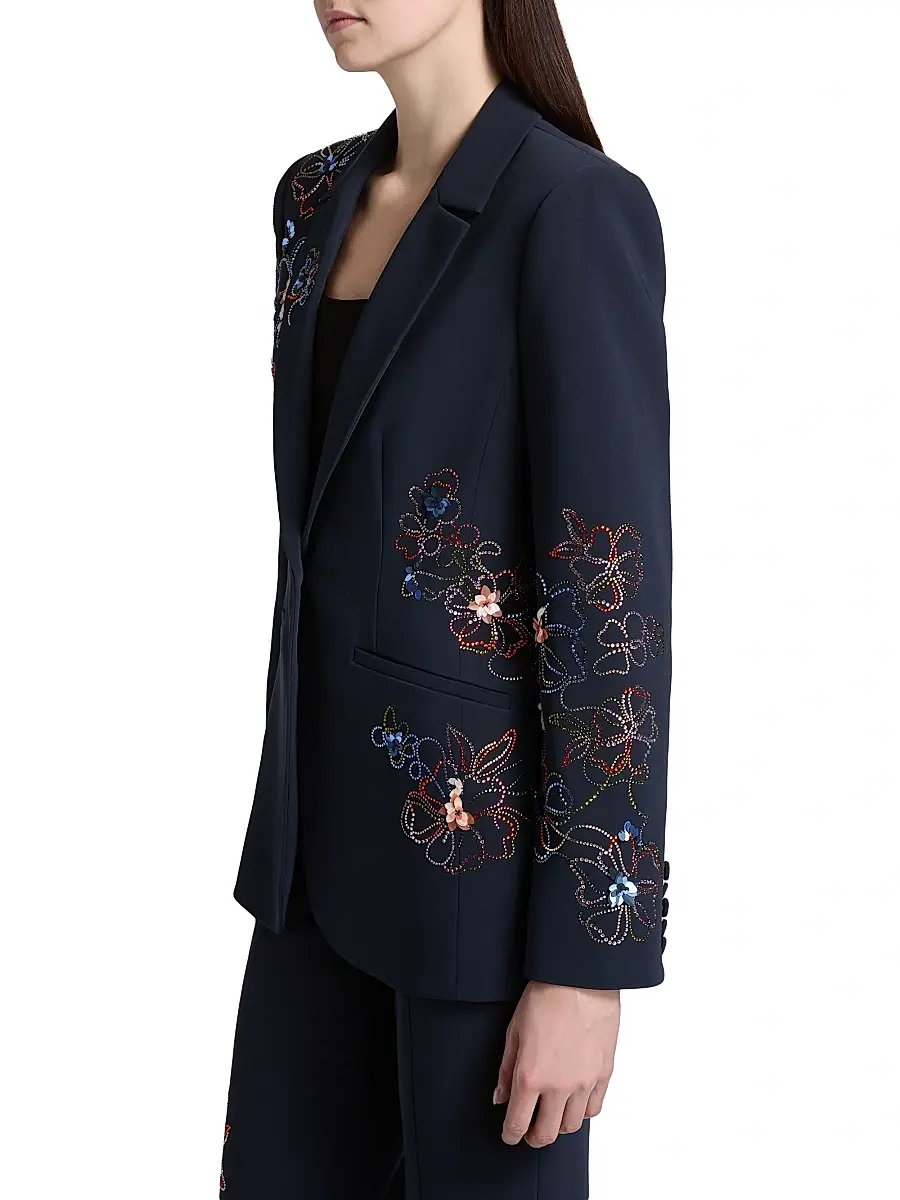 Cinq à Sept Women's Blooming Linework Karlie Single-Breasted Blazer | Thumbnail 4 Cinq à Sept Women's Blooming Linework Karlie Single-Breasted Blazer | Thumbnail 4