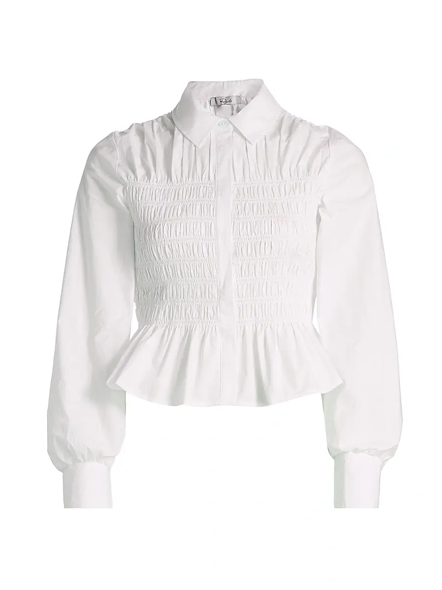 RAILS Women's Bradshaw Smocked Cotton Poplin Shirt | Image 1 RAILS Women's Bradshaw Smocked Cotton Poplin Shirt | Image 1