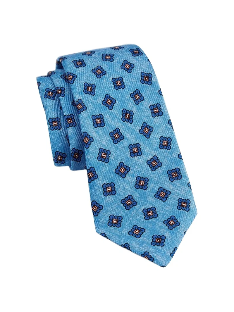 Kiton Men's Medallion-Print Silk Tie