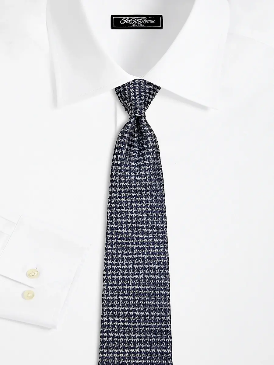 Kiton Men's Fancy Houndstooth Silk Tie | Thumbnail 2 Kiton Men's Fancy Houndstooth Silk Tie | Thumbnail 2