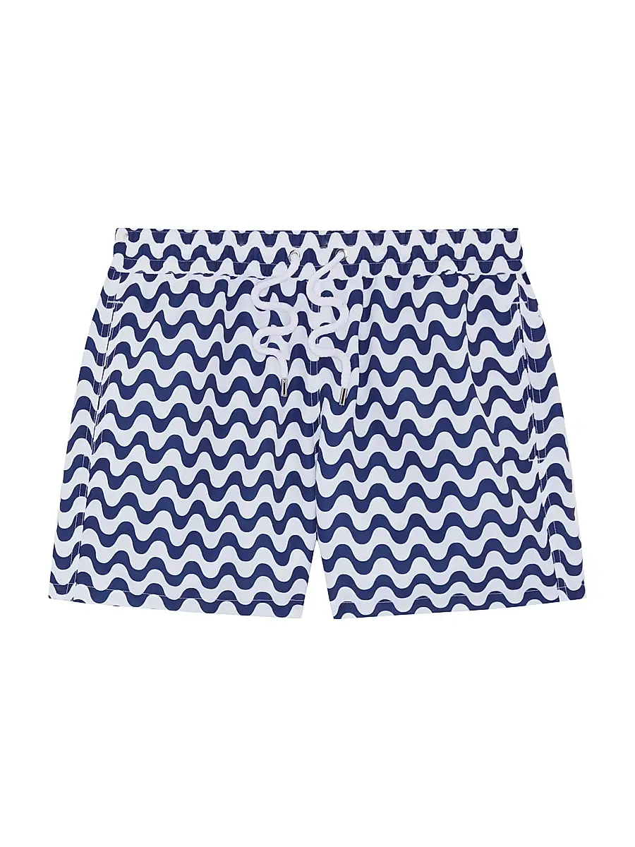 Frescobol Carioca Men's Rio Copacabana-Print Swim Shorts - Navy Blue | Image 1 Frescobol Carioca Men's Rio Copacabana-Print Swim Shorts - Navy Blue | Image 1