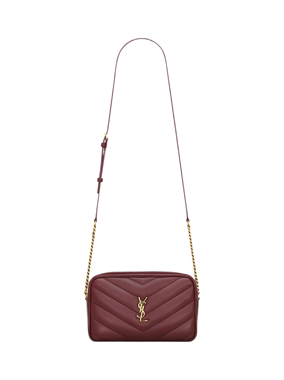 Women's Loulou Camera Crossbody Bag in Lambskin - Rouge Cabernet