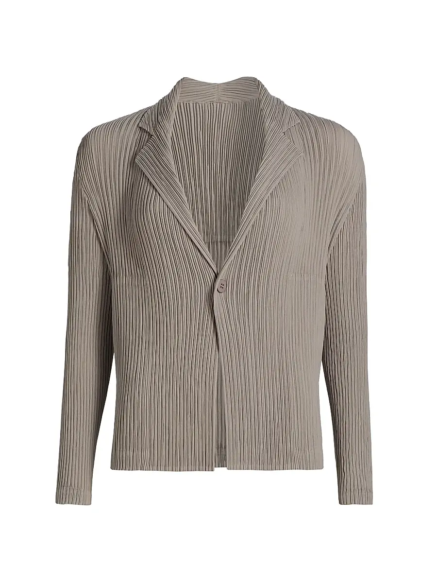 Issey Miyake Women's Hatching Pleated Blazer - Greige | Image 1 Issey Miyake Women's Hatching Pleated Blazer - Greige | Image 1