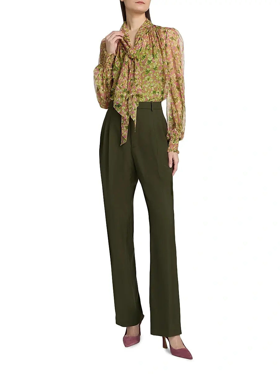 Burberry Women's Lila Ditsy Floral Silk Tie Blouse | Thumbnail 2 Burberry Women's Lila Ditsy Floral Silk Tie Blouse | Thumbnail 2