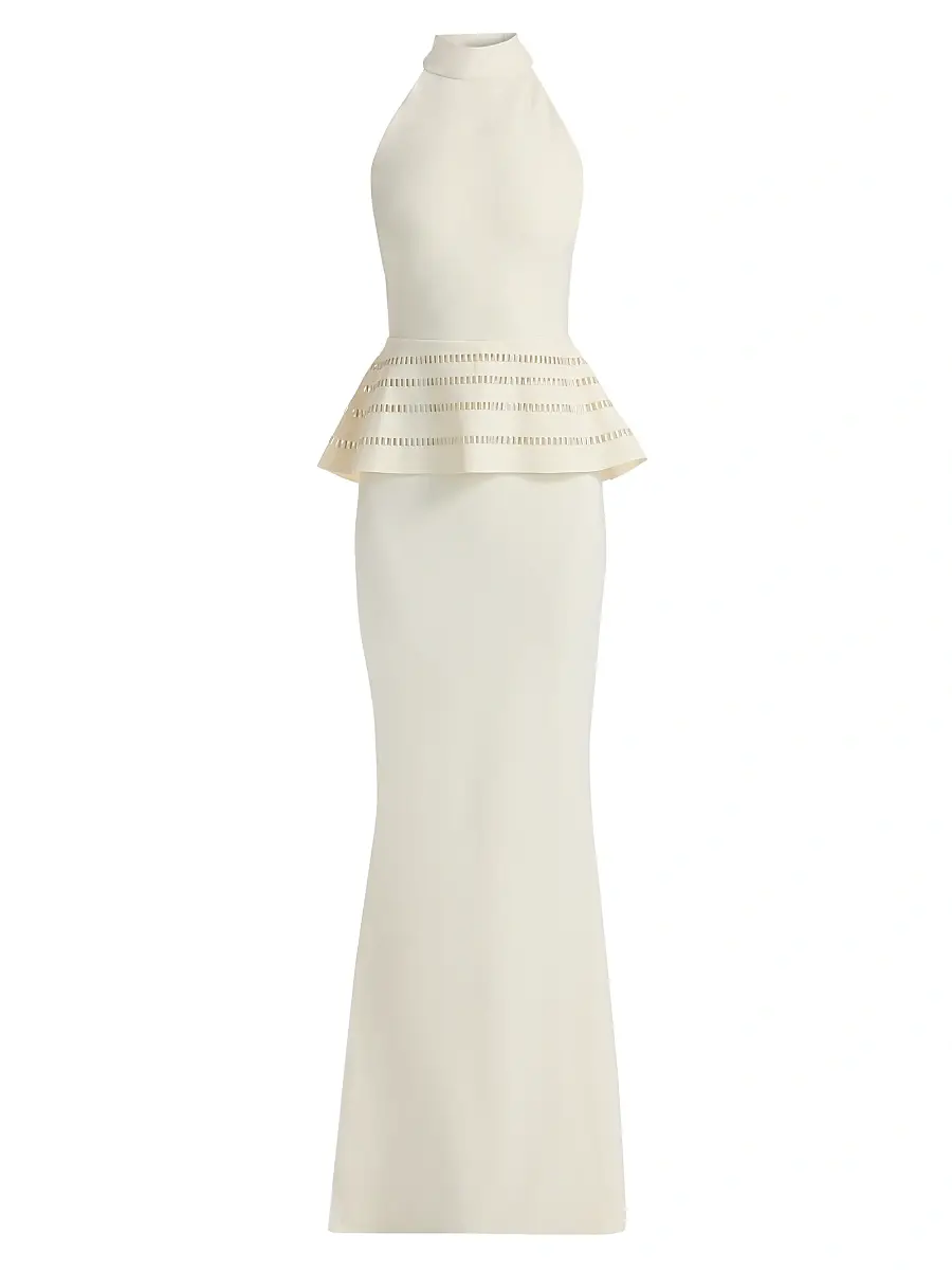 Chiara Boni La Petite Robe Women's Imera Laser Cut Peplum Gown