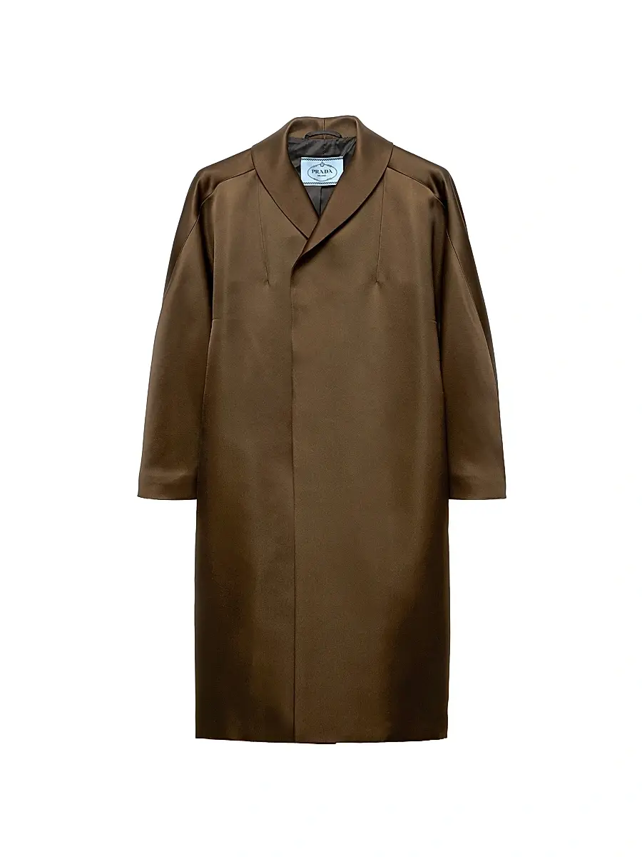 Prada Women's Single-Breasted Double Satin Coat - Green | Image 1 Prada Women's Single-Breasted Double Satin Coat - Green | Image 1