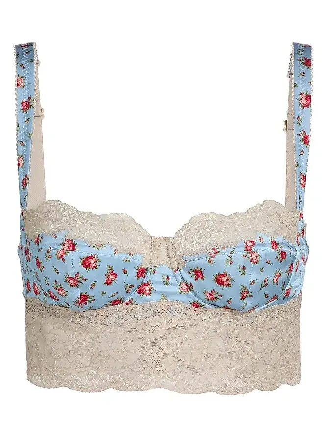 Women's Roselline Rose Print Silk-Blend Balconette Bra Women's Roselline Rose Print Silk-Blend Balconette Bra