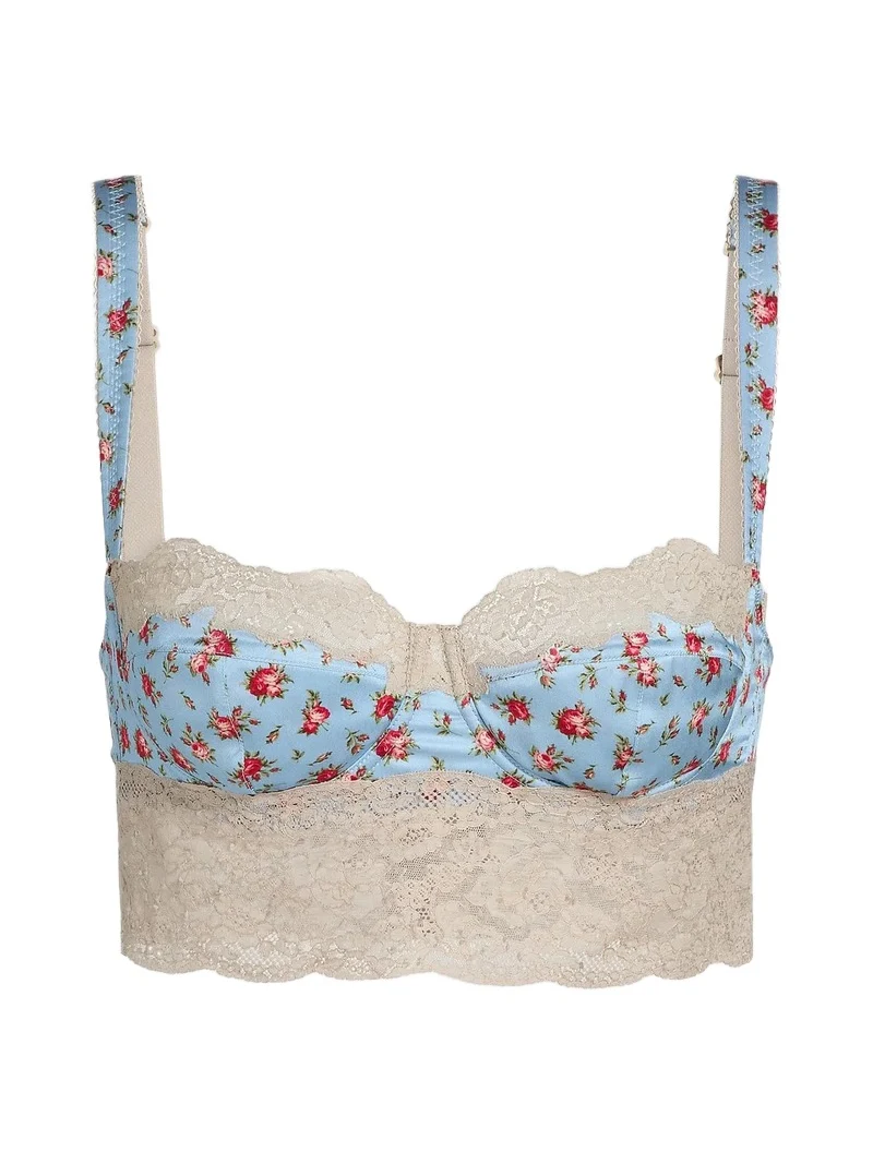 Women's Roselline Rose Print Silk-Blend Balconette Bra Women's Roselline Rose Print Silk-Blend Balconette Bra