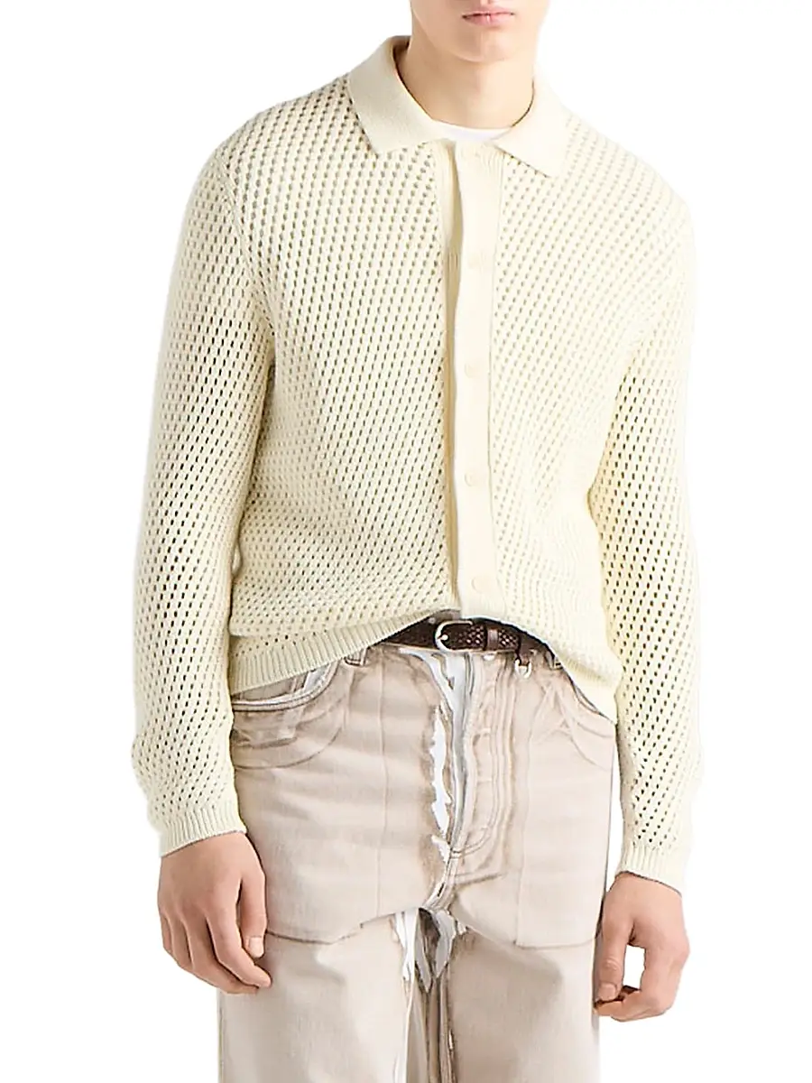 Prada Men's Linen and Cotton Cardigan - Beige Khaki | Thumbnail 2