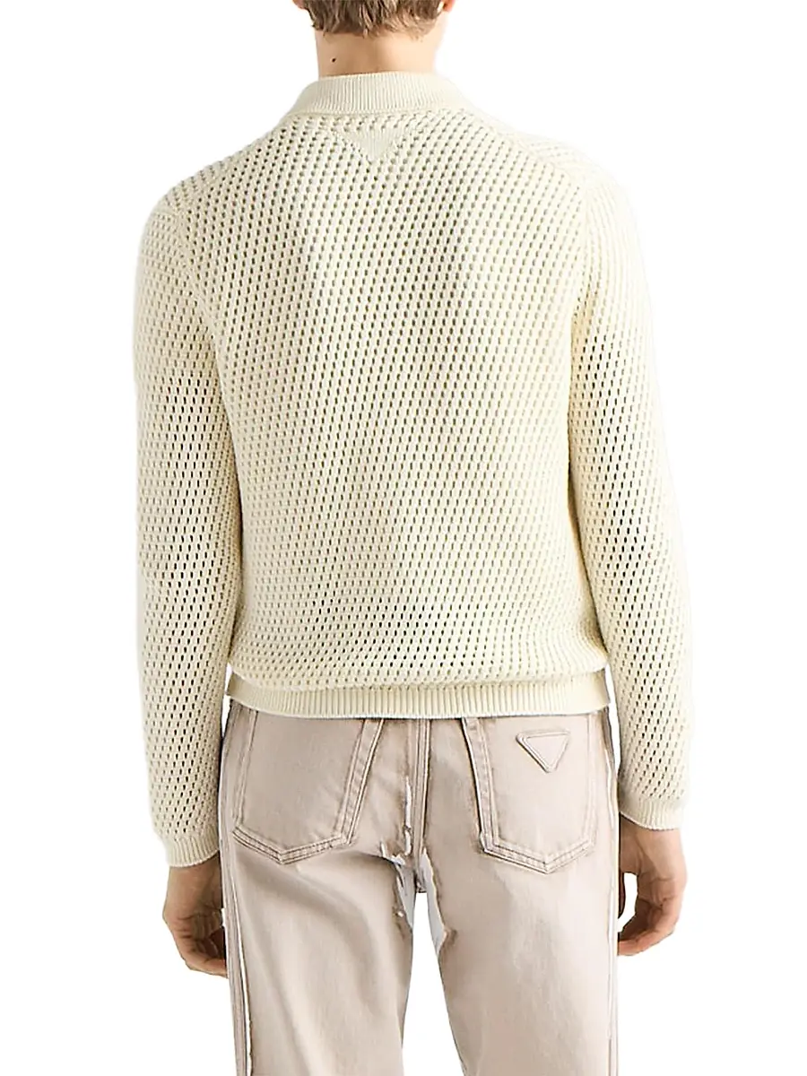 Prada Men's Linen and Cotton Cardigan - Beige Khaki | Thumbnail 3