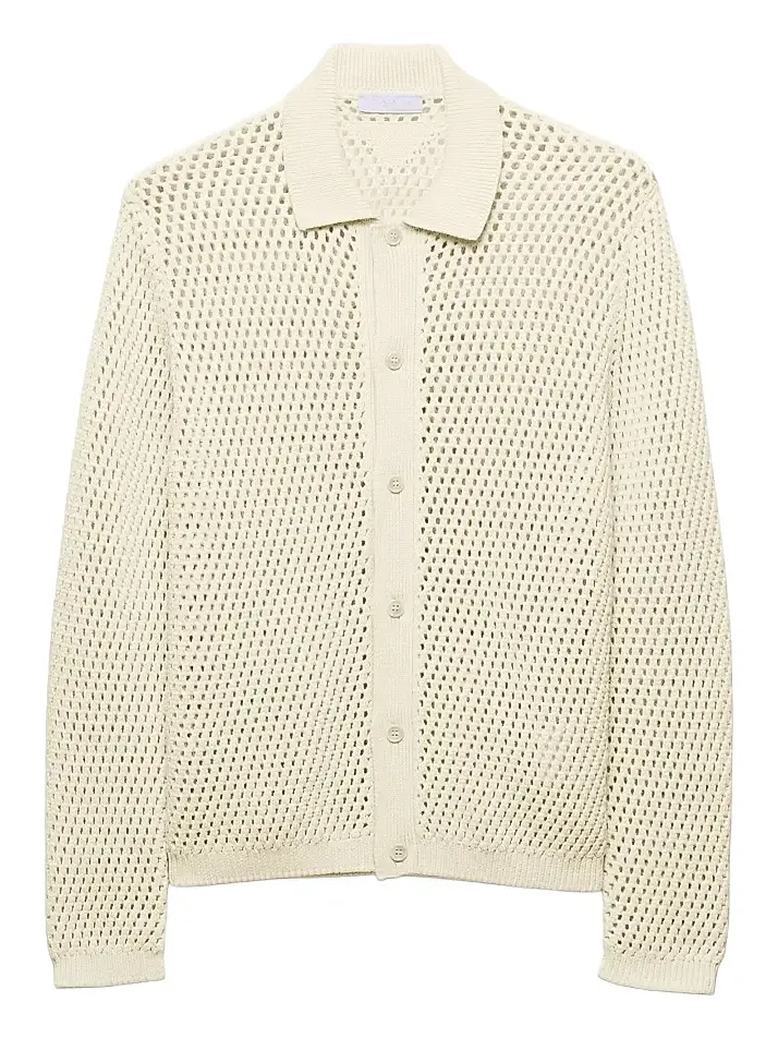 Prada Men's Linen and Cotton Cardigan - Beige Khaki
