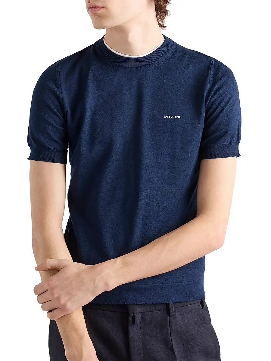 Prada Men's Cotton Crewneck Sweater | Thumbnail 3 Prada Men's Cotton Crewneck Sweater | Thumbnail 3