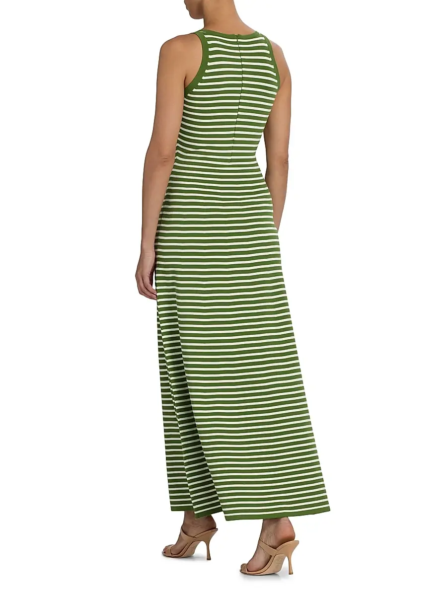 Lela Rose Women's Rosette Striped Sleeveless Maxi Dress | Thumbnail 5 Lela Rose Women's Rosette Striped Sleeveless Maxi Dress | Thumbnail 5