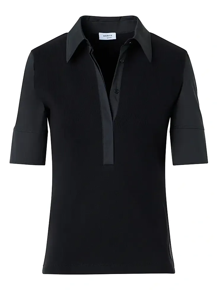 Women's Ribbed Stretch-Jersey Polo Shirt Women's Ribbed Stretch-Jersey Polo Shirt