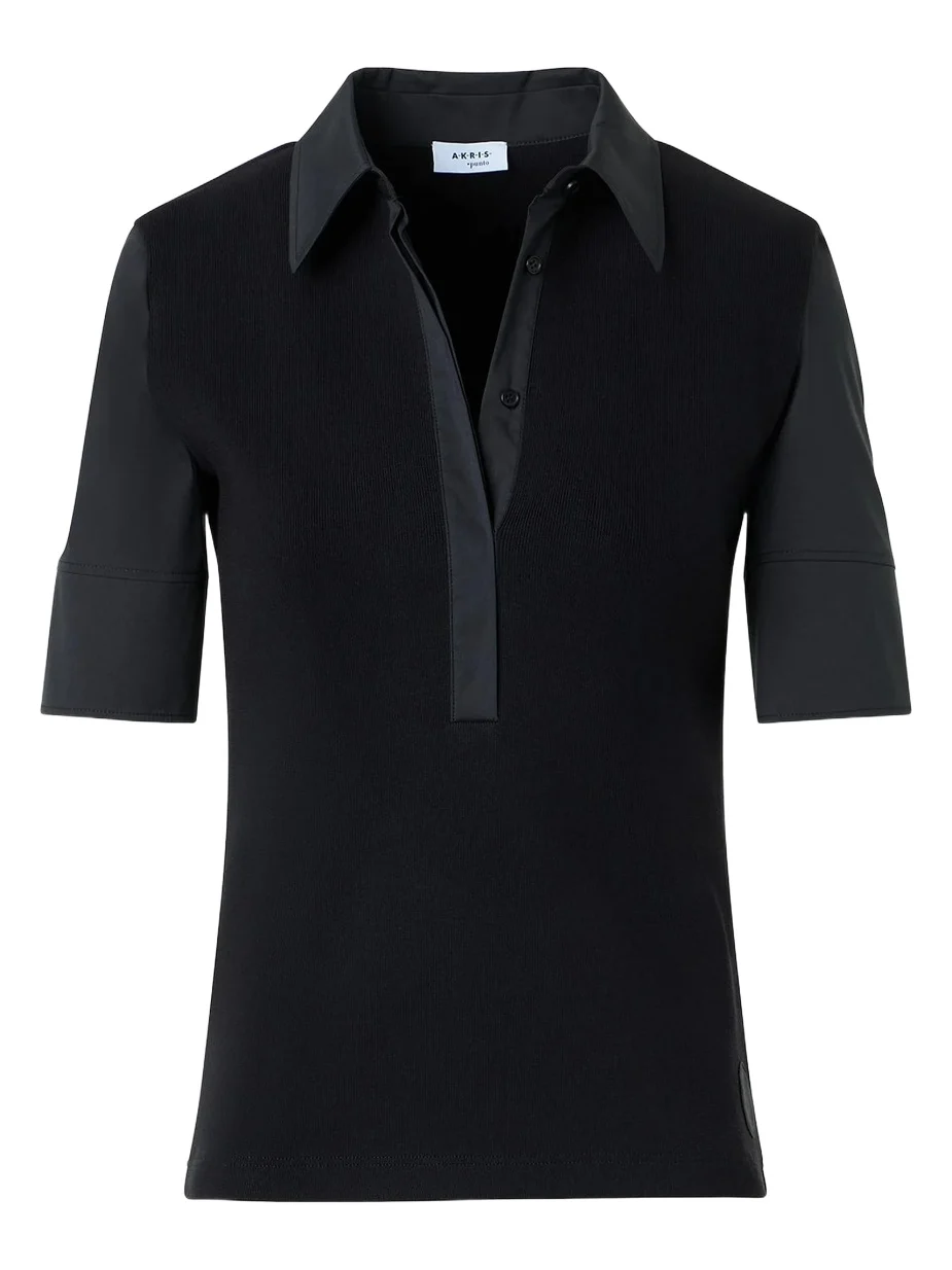 Women's Ribbed Stretch-Jersey Polo Shirt Women's Ribbed Stretch-Jersey Polo Shirt