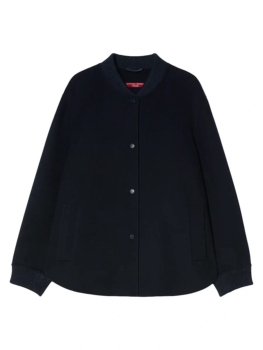 Women's Double Faced Wool Blend Jacket - Midnight Blue Women's Double Faced Wool Blend Jacket - Midnight Blue