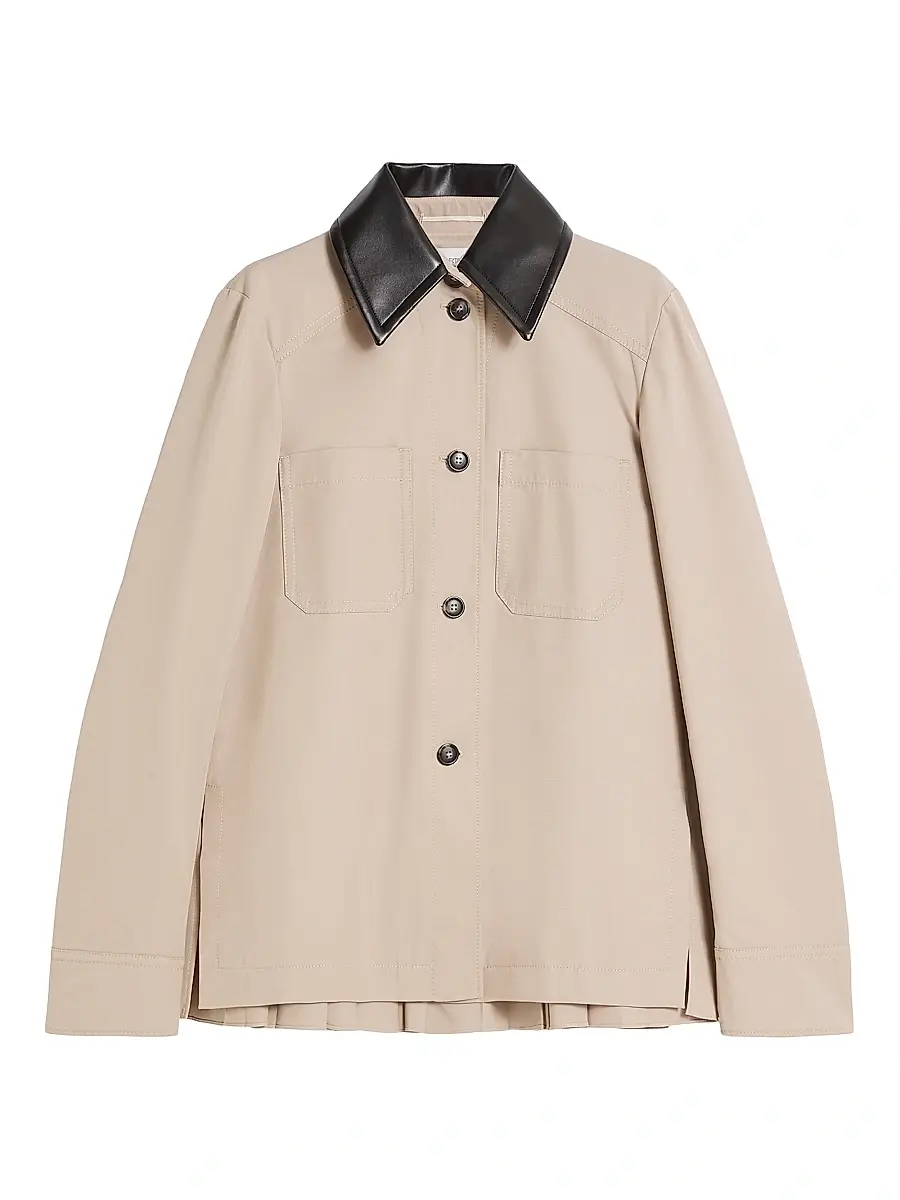 Sportmax Women's Cotton Overshirt with A Plisse Pleated Back - Beige | Image 1 Sportmax Women's Cotton Overshirt with A Plisse Pleated Back - Beige | Image 1