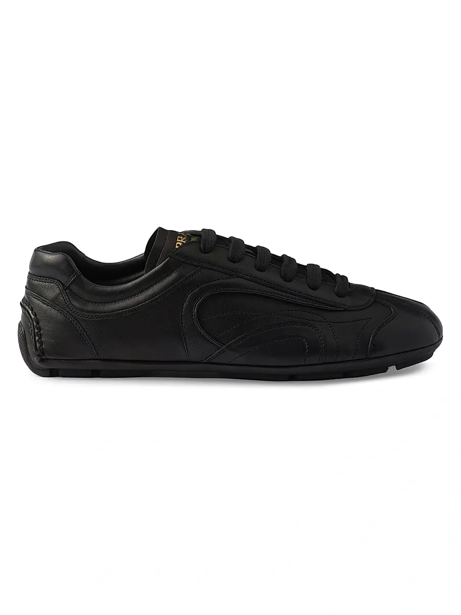 Prada Women's Montecarlo Re-Edition 2005 Antiqued Nappa Leather Sneakers - Black | Image 1 Prada Women's Montecarlo Re-Edition 2005 Antiqued Nappa Leather Sneakers - Black | Image 1
