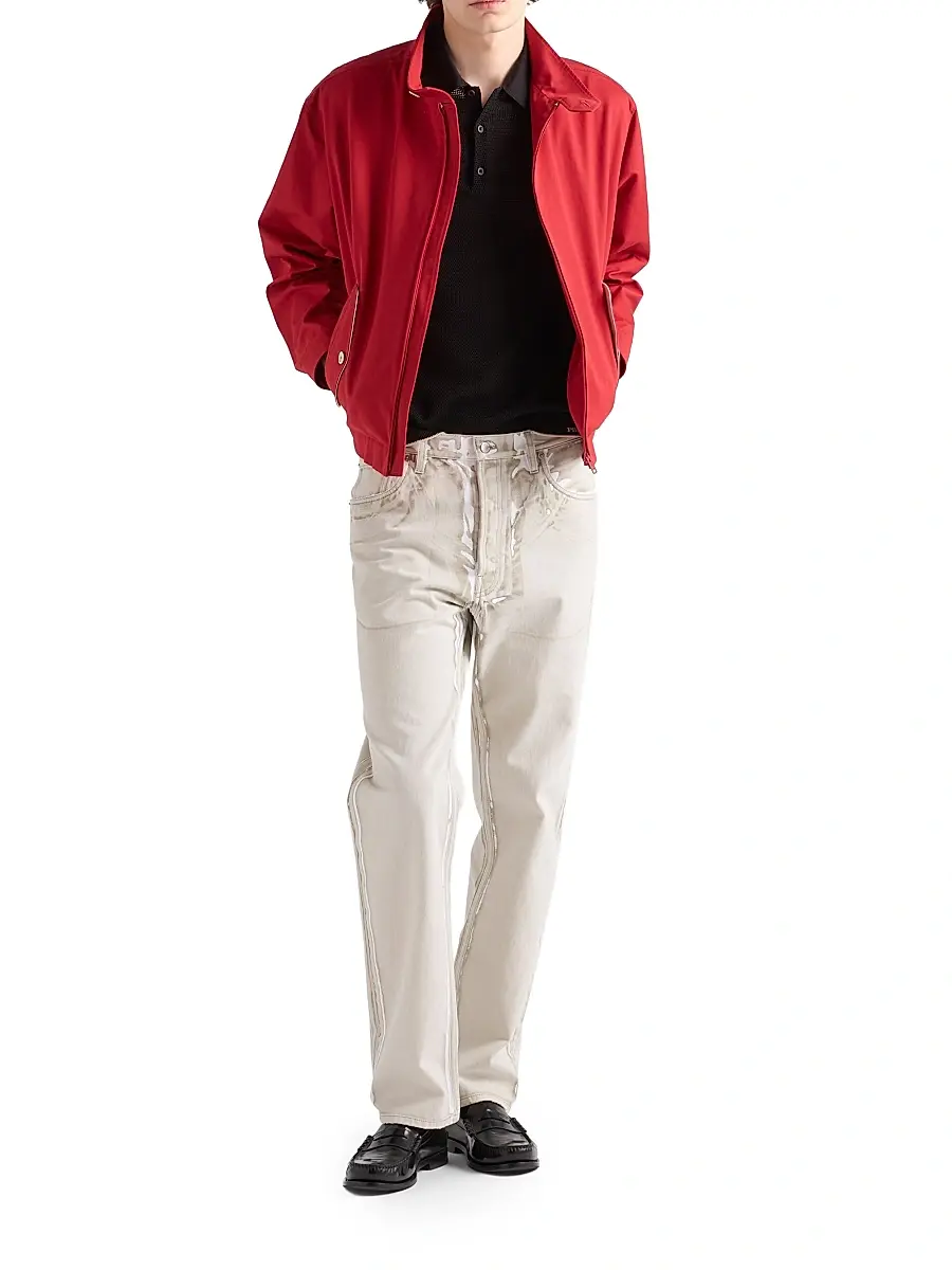 Prada Men's Silk and Cotton Polo Shirt | Thumbnail 6 Prada Men's Silk and Cotton Polo Shirt | Thumbnail 6