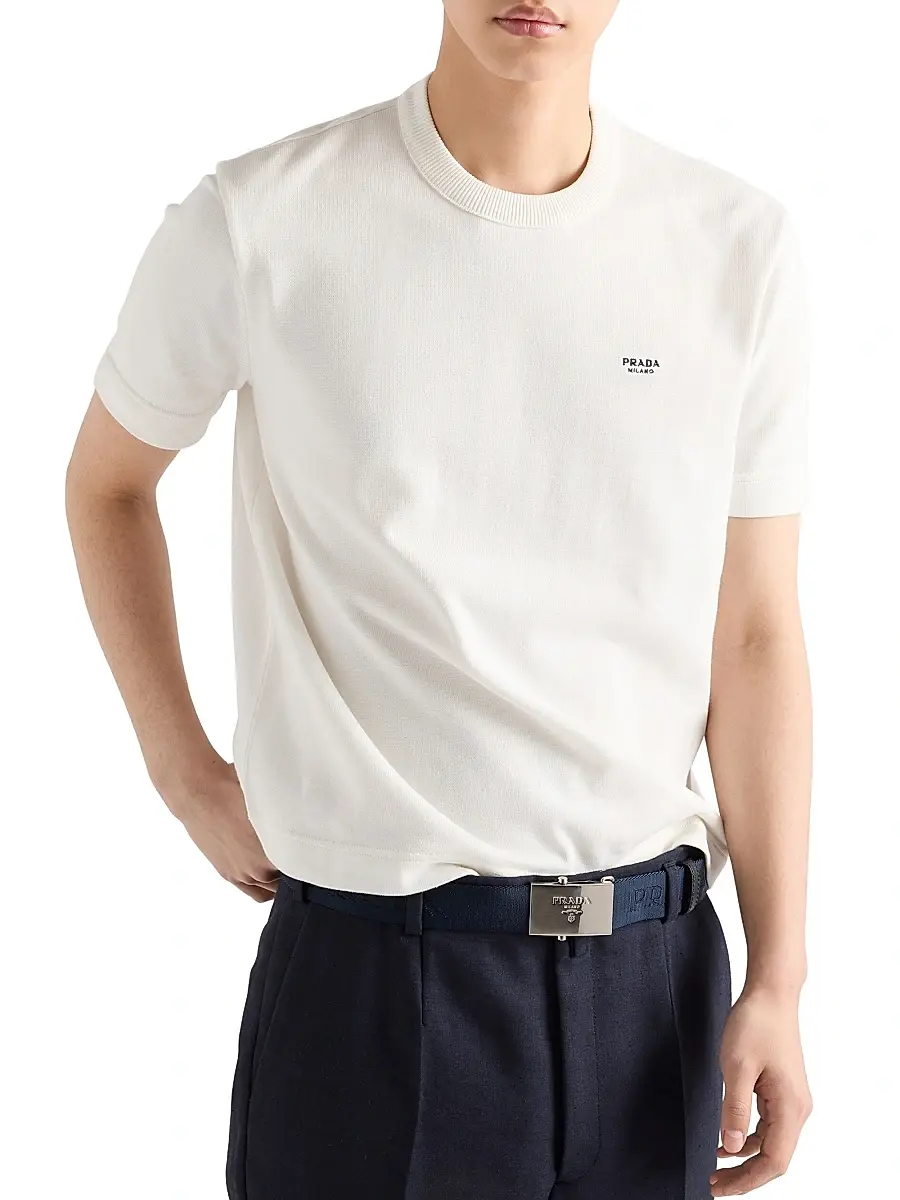 Prada Men's Cotton Crewneck Sweater - White | Thumbnail 2