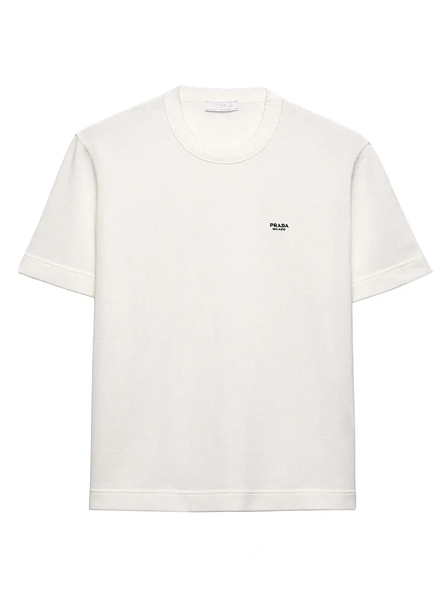 Prada Men's Cotton Crewneck Sweater - White | Image 1 Prada Men's Cotton Crewneck Sweater - White | Image 1