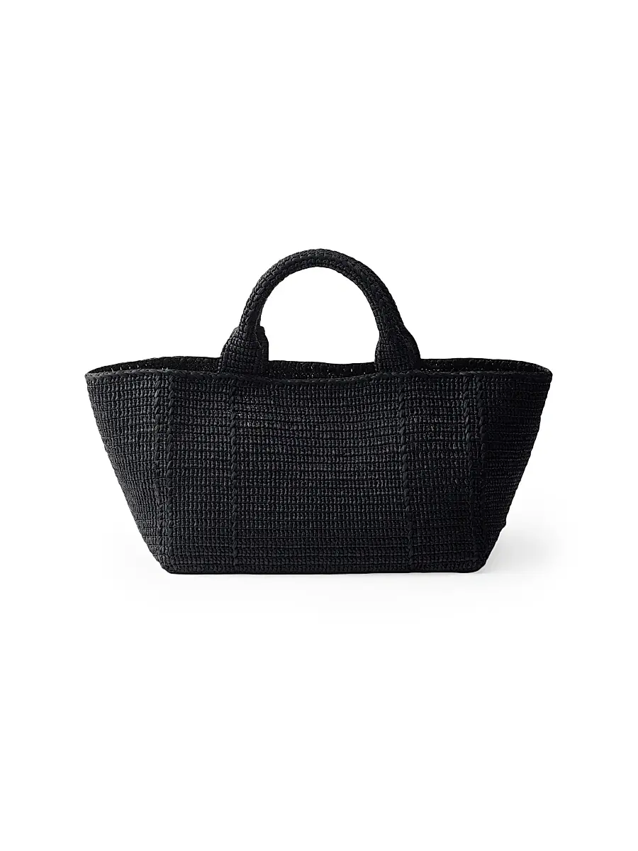 Prada Women's Large Crochet Tote Bag with Leather Details | Thumbnail 5 Prada Women's Large Crochet Tote Bag with Leather Details | Thumbnail 5