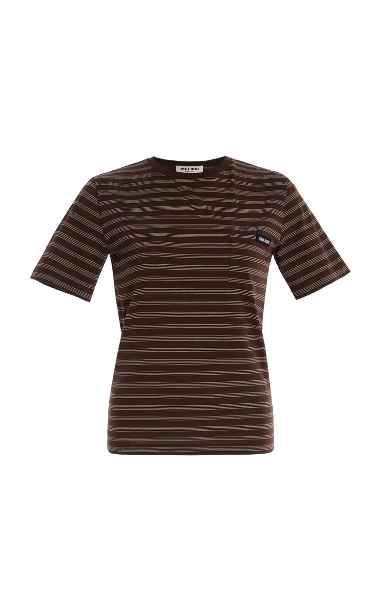 Miu Miu Striped Cotton T-Shirt | Image 1 Miu Miu Striped Cotton T-Shirt | Image 1