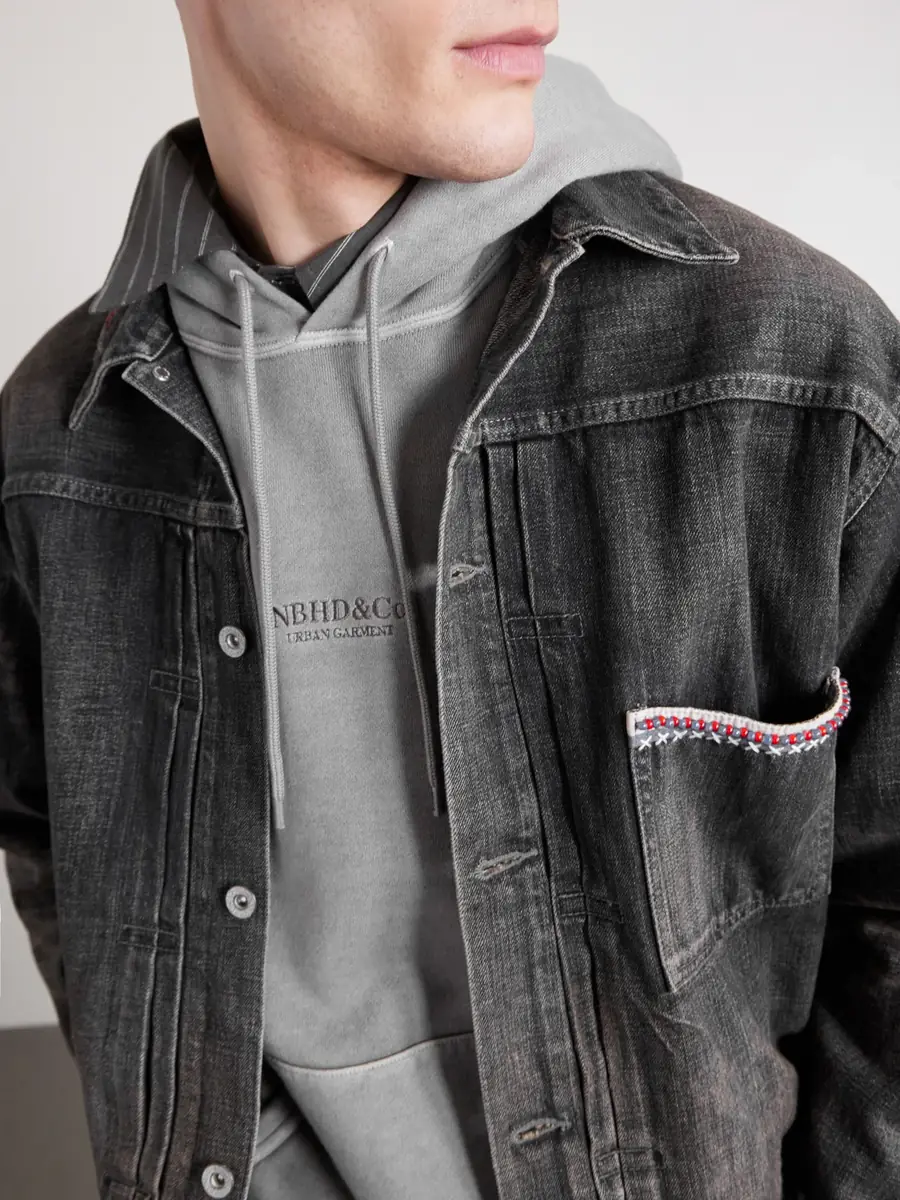 Neighborhood Logo-Embroidered Pigment-Dyed Cotton-Jersey Hoodie - Men | Thumbnail 5 Neighborhood Logo-Embroidered Pigment-Dyed Cotton-Jersey Hoodie - Men | Thumbnail 5