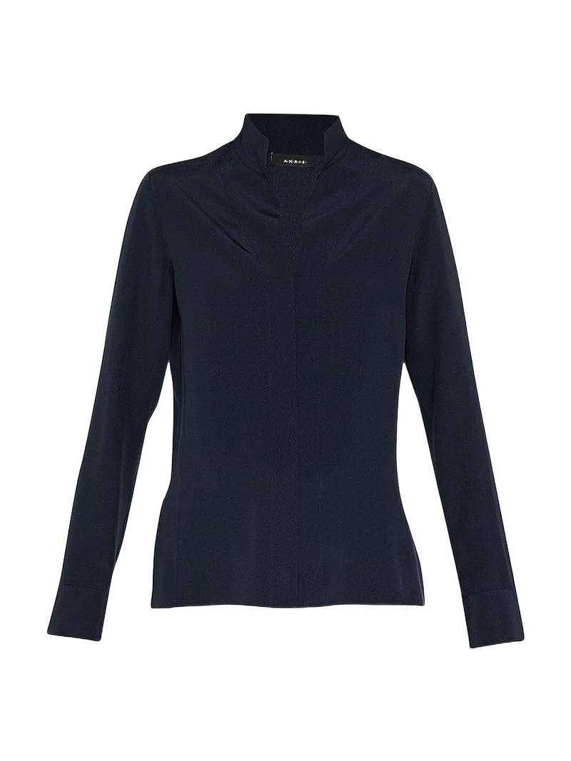 Split-Neck Silk Button-Front Blouse Split-Neck Silk Button-Front Blouse