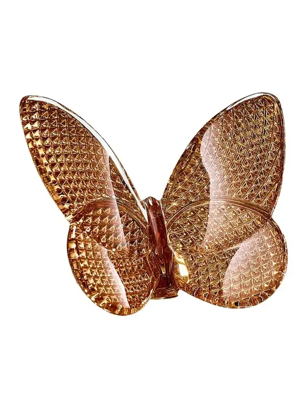 Baccarat 2.6" Lucky Crystal 20K Gold Diamant Butterfly